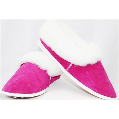 FUSCIA SUEDE SHEEP SLIPPERS