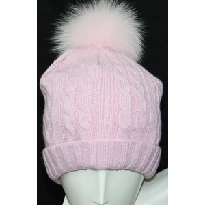 PINK HAT WITH FOX POMPOM